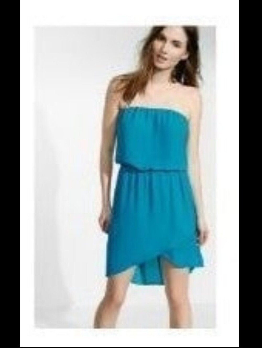Express Strapless Teal Dress - Picture 2 of 8